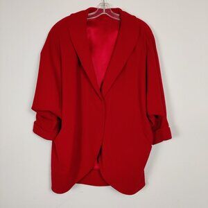 Liptons Women's Blazer Size M Red Wool Cashmere Business Casual Academia Elegant